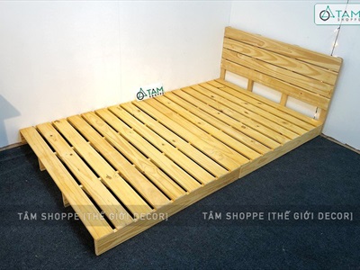 Giường Pallet gỗ thông mới láng mịn cứng cáp chống mọt GIUONG-01